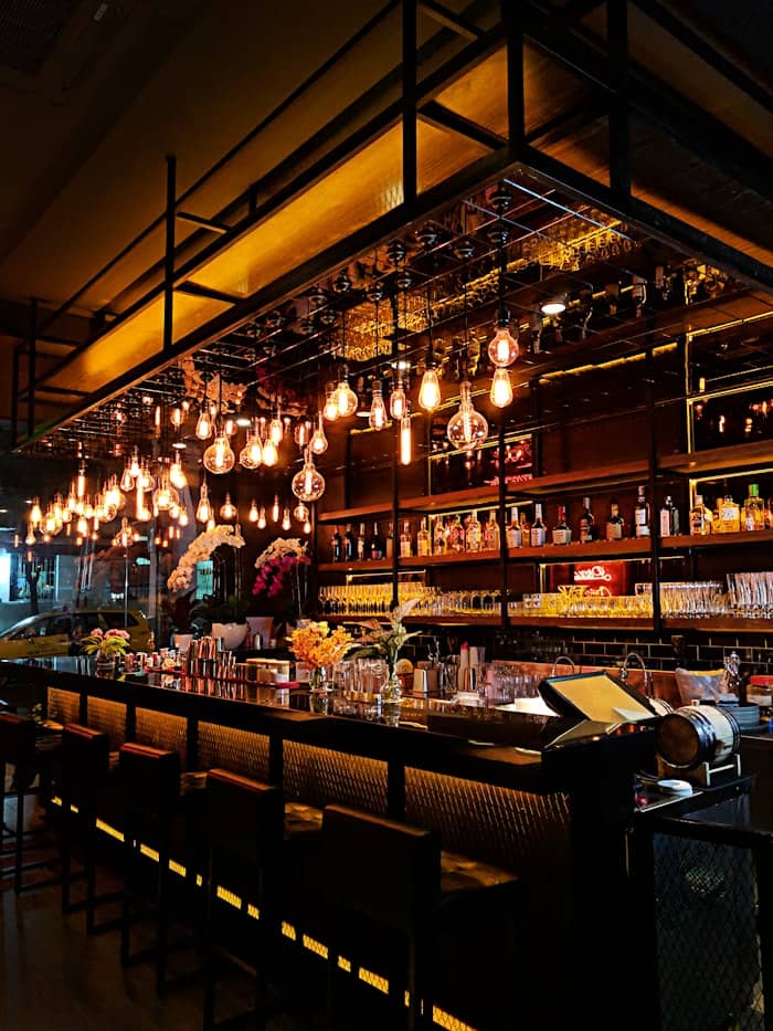 Restaurant interior and dishes